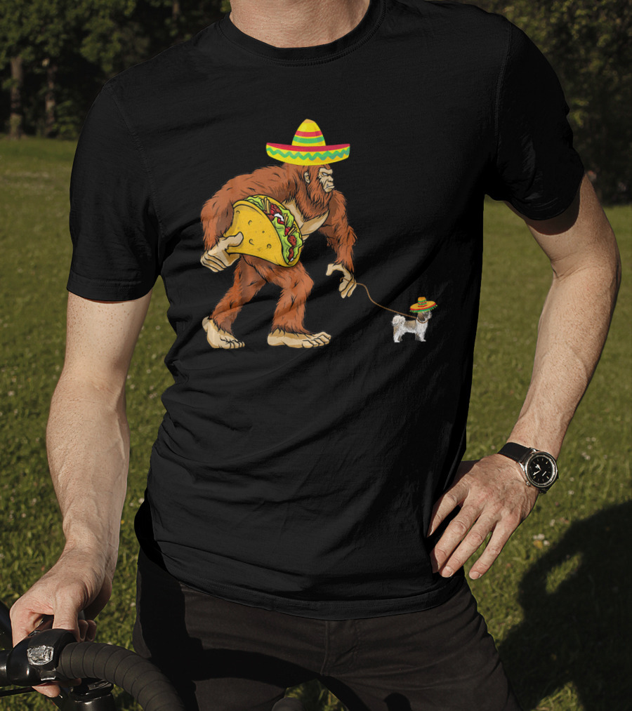 Cinco De Mayo Bigfoot Taco Shih Tzu Sombrero T-Shirt