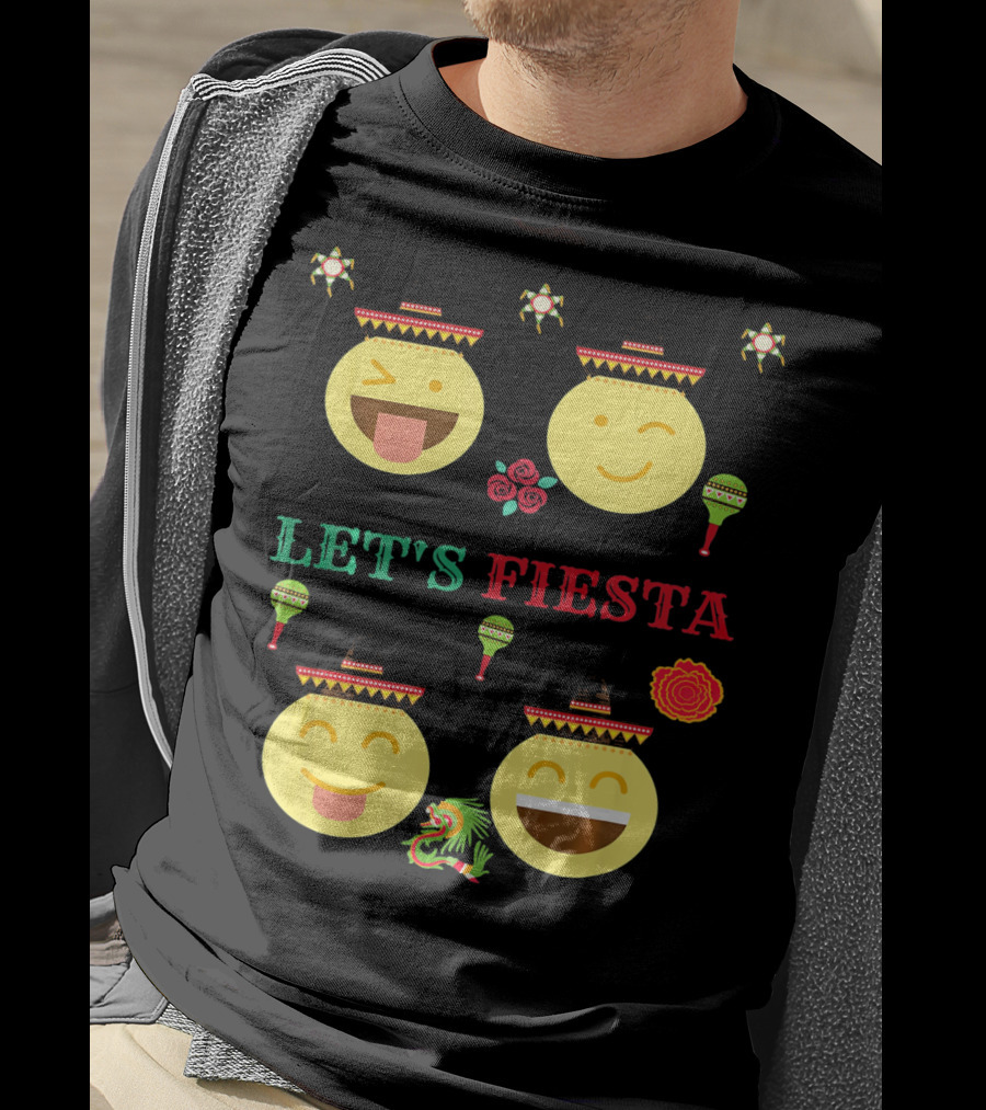 Let's Fiesta Funny Emoji Cinco De Mayo Mexica T-Shirt