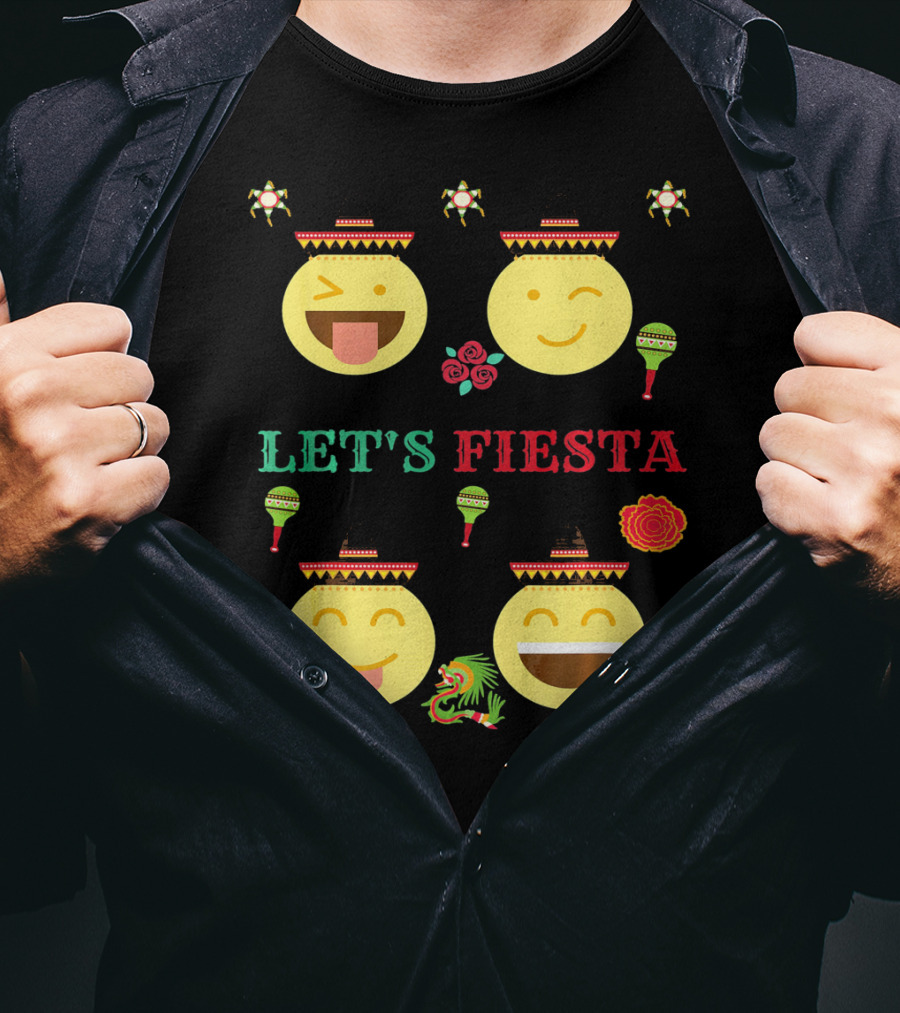 Let's Fiesta Funny Emoji Cinco De Mayo Mexica T-Shirt
