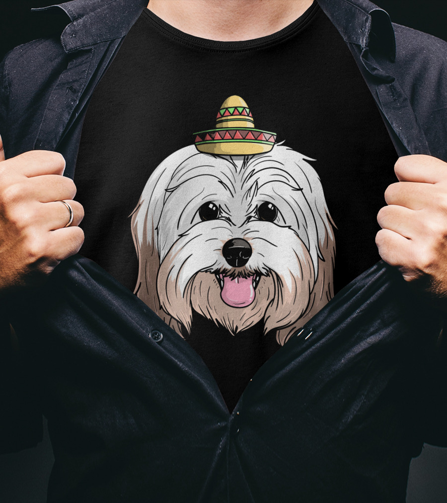 Havanese Dog Sombrero Fiesta Cinco De Mayo T-Shirt
