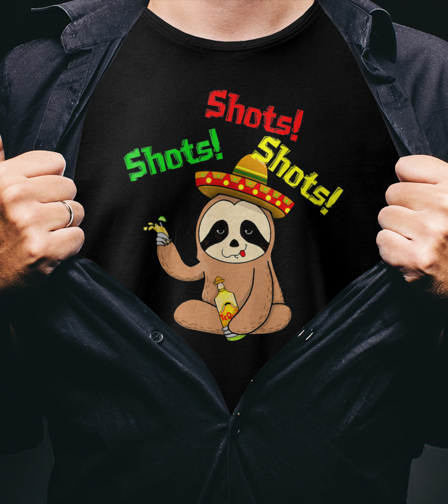 Cinco De Mayo Sloth Shots Tequila Sombrero T-Shirt