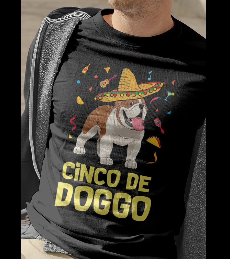 Cinco De Doggo Taco Sombrero English Bulldog T-Shirt