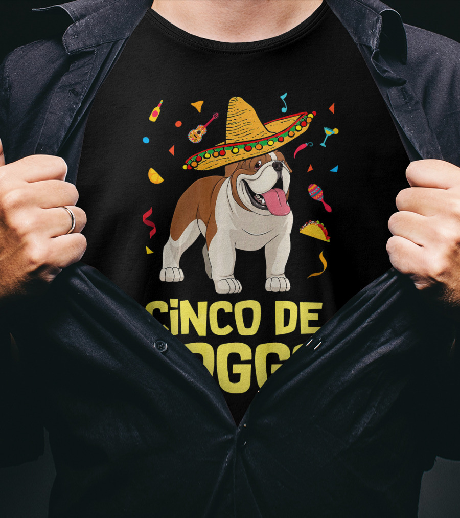 Cinco De Doggo Taco Sombrero English Bulldog T-Shirt