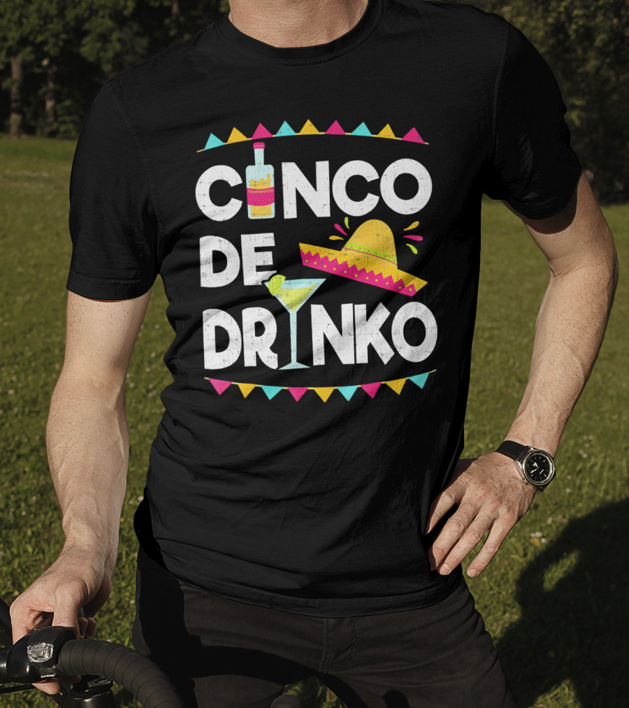 Cinco De Drinko Sombrero And Margarita Fiesta Elements T-Shirt
