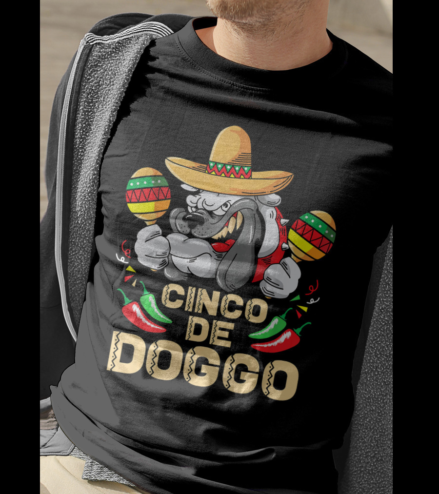 Cinco De Doggo Dog Lover Maracas Sombrero Peppers Cinco De Mayo T-Shirt
