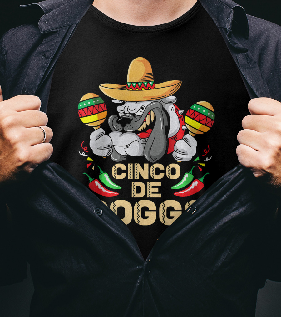 Cinco De Doggo Dog Lover Maracas Sombrero Peppers Cinco De Mayo T-Shirt