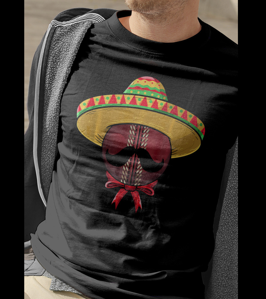 Cinco De Mayo Sombrero Cricket Ball Mustache T-Shirt