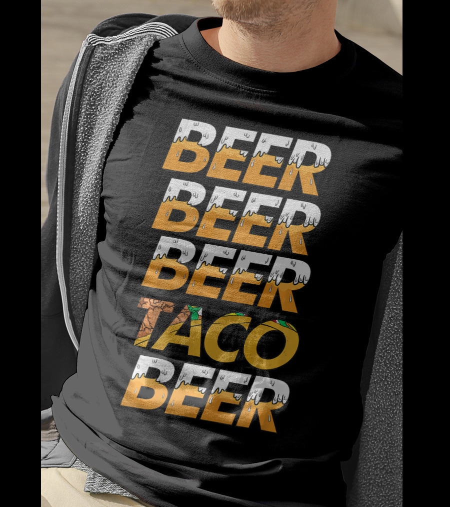 Beer Taco Beer Cinco De Mayo Funny Letter Print T-Shirt