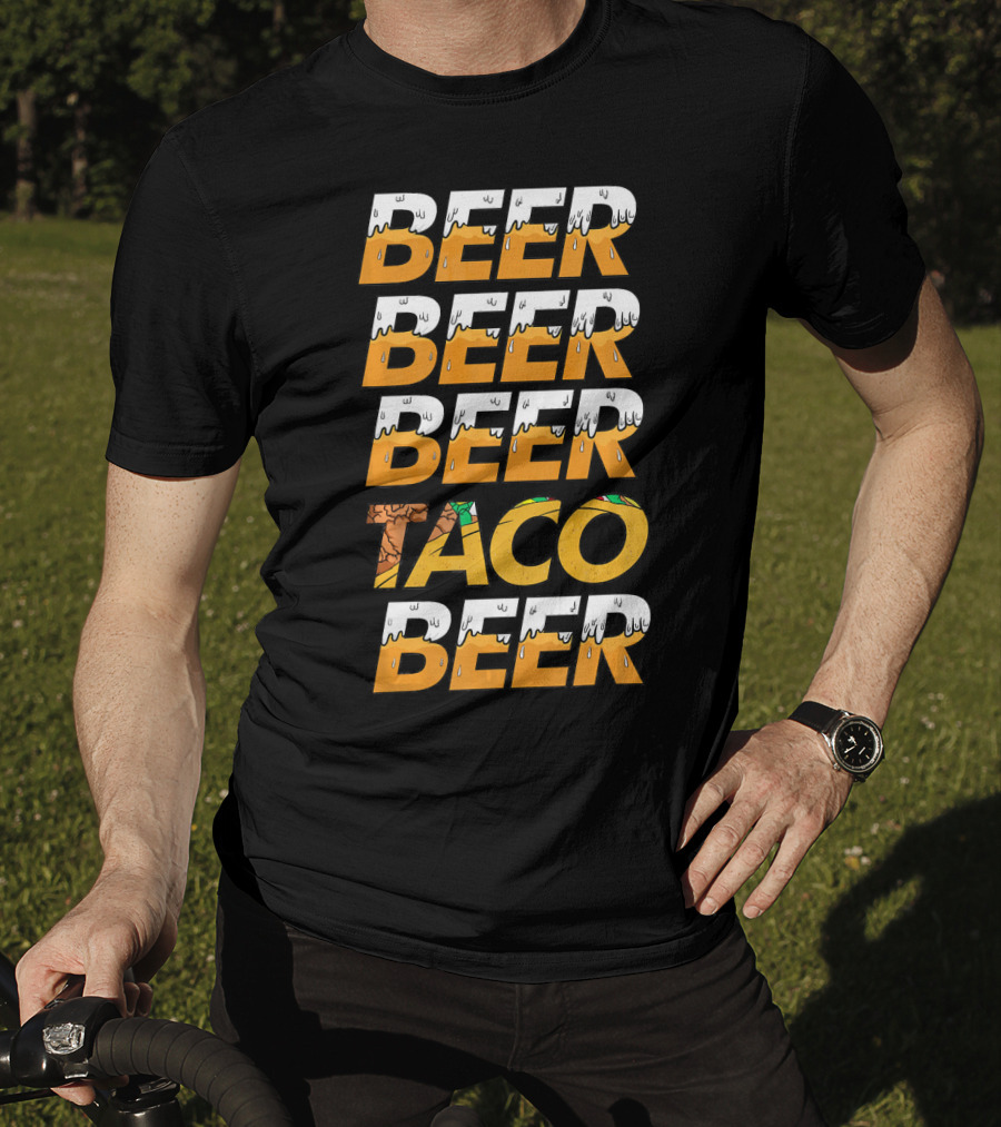 Beer Taco Beer Cinco De Mayo Funny Letter Print T-Shirt