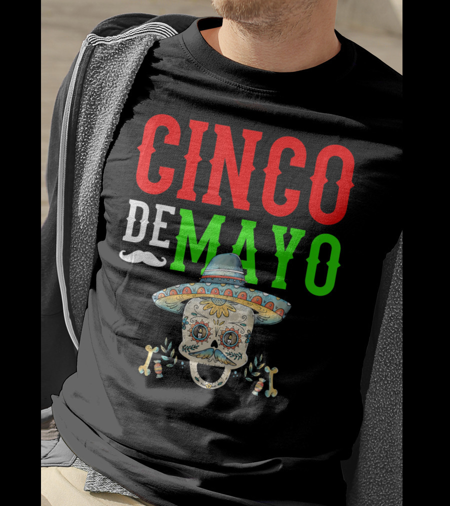 Cinco De Mayo Sugar Skull Sombrero T-Shirt