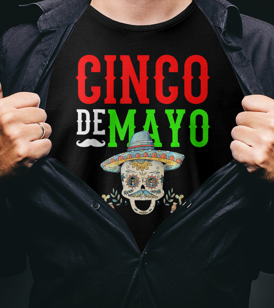 Cinco De Mayo Sugar Skull Sombrero T-Shirt