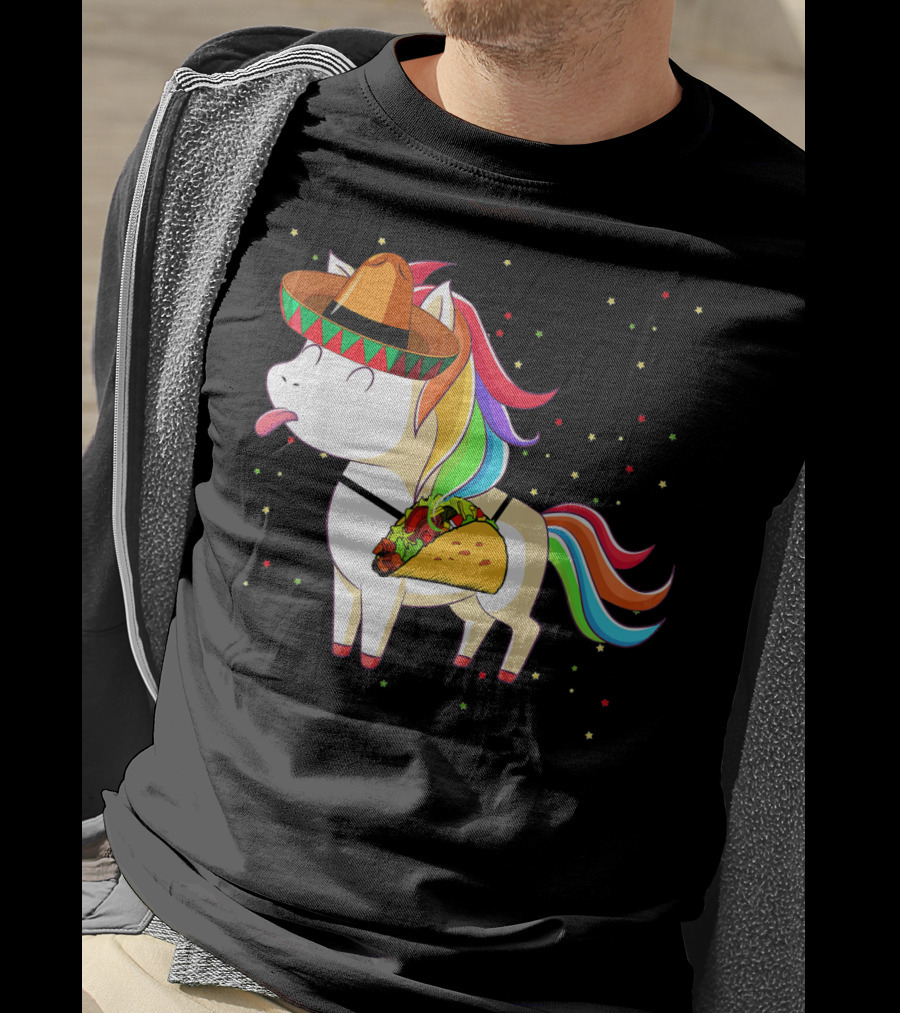 Sombrero Taco Unicorn Cinco De Mayo T-Shirt