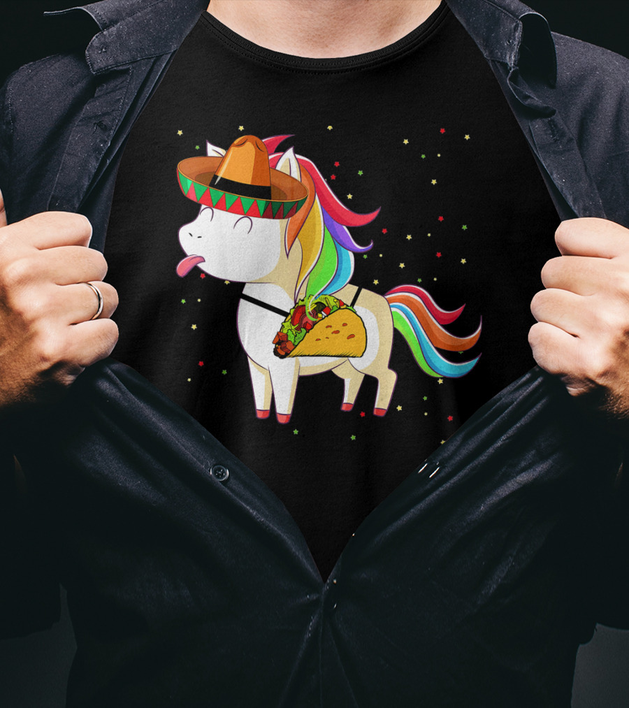 Sombrero Taco Unicorn Cinco De Mayo T-Shirt