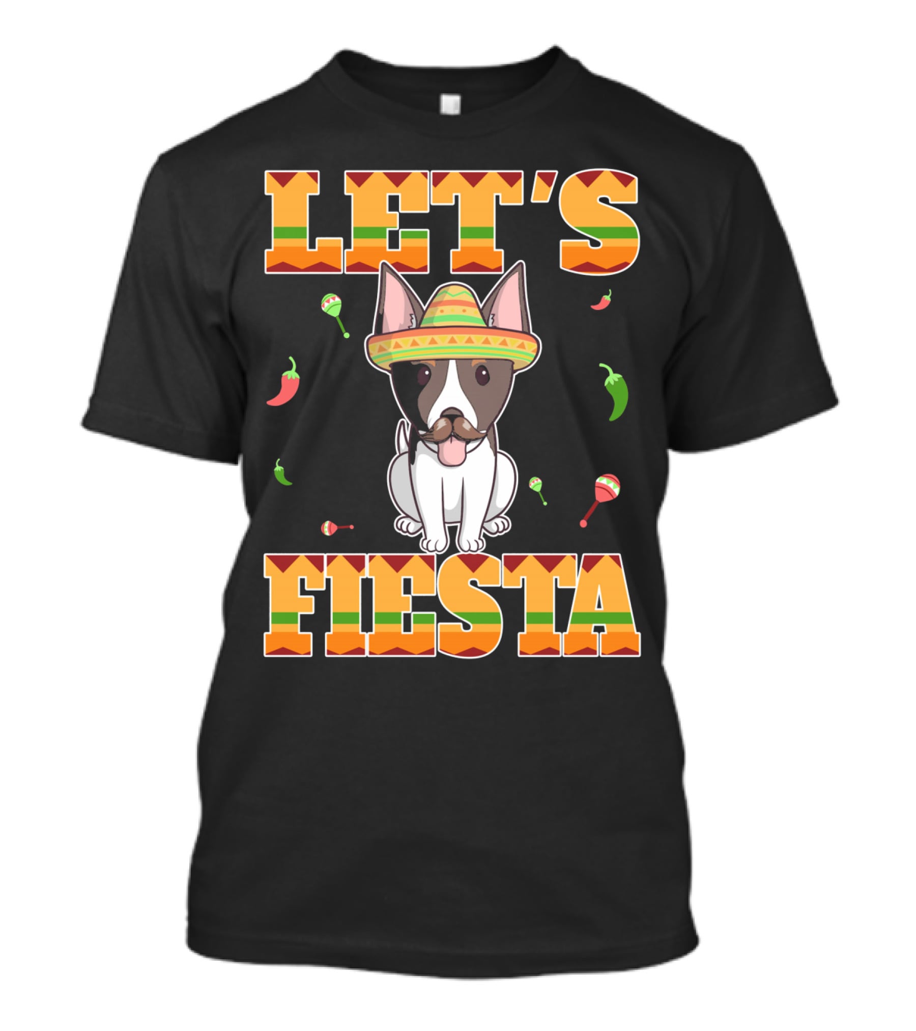 Let's Fiesta Rat Terrier Dog Cinco DE Mayo With Sombrero And Maracas T-Shirt