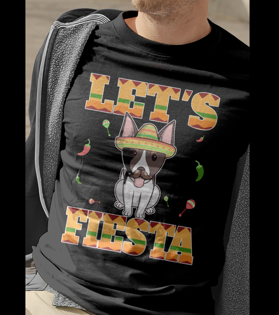Let's Fiesta Rat Terrier Dog Cinco DE Mayo With Sombrero And Maracas T-Shirt
