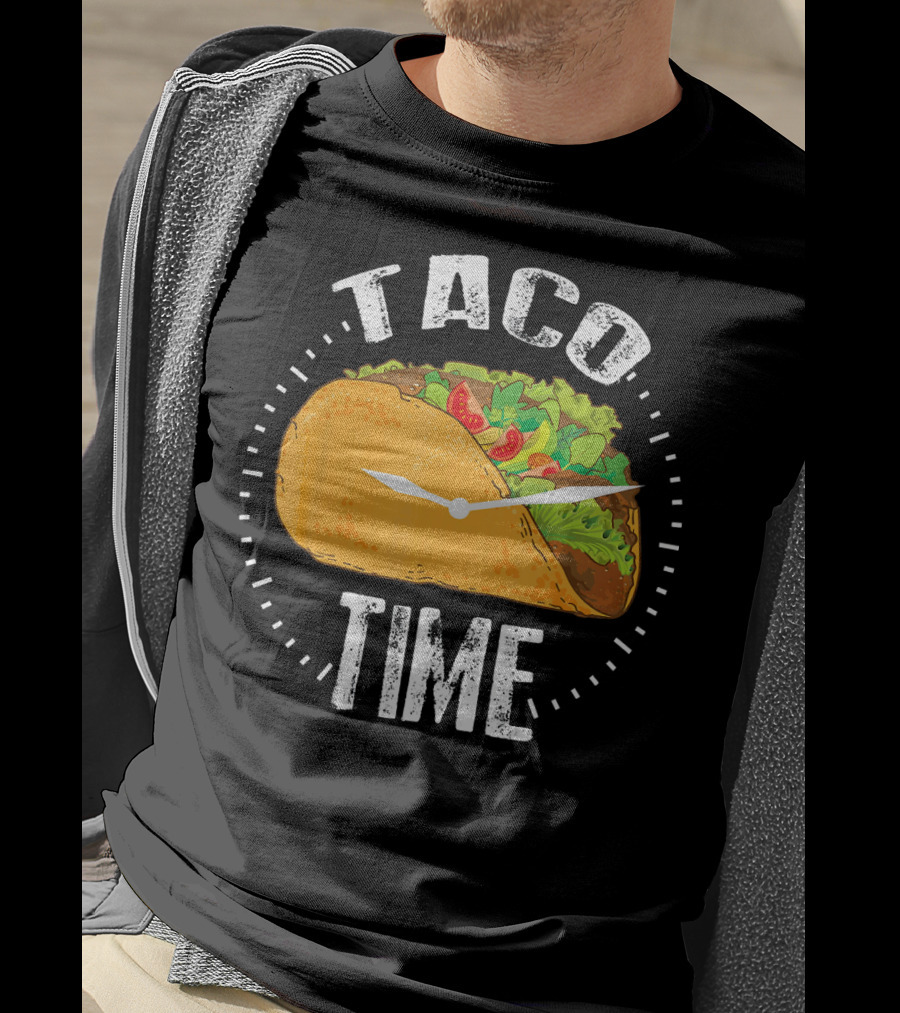 Taco Time Clock Cinco De Mayo Mex Foods T-Shirt