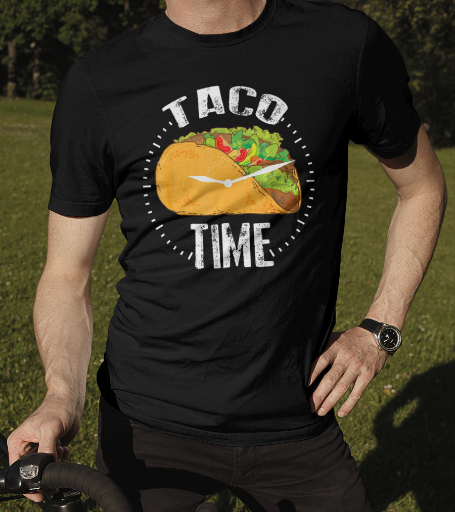 Taco Time Clock Cinco De Mayo Mex Foods T-Shirt