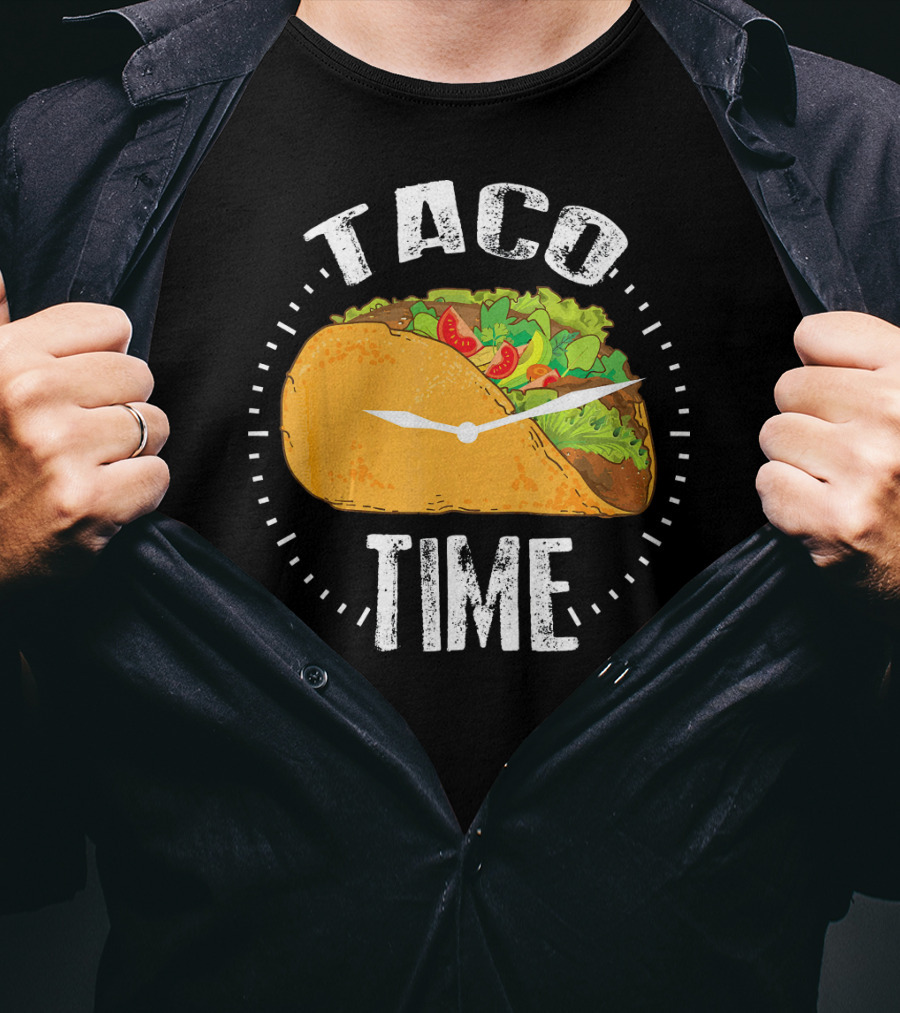 Taco Time Clock Cinco De Mayo Mex Foods T-Shirt