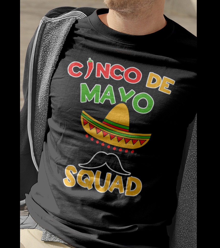 Cinco De Mayo Squad Sombrero Mustache Pepper Fiesta T-Shirt
