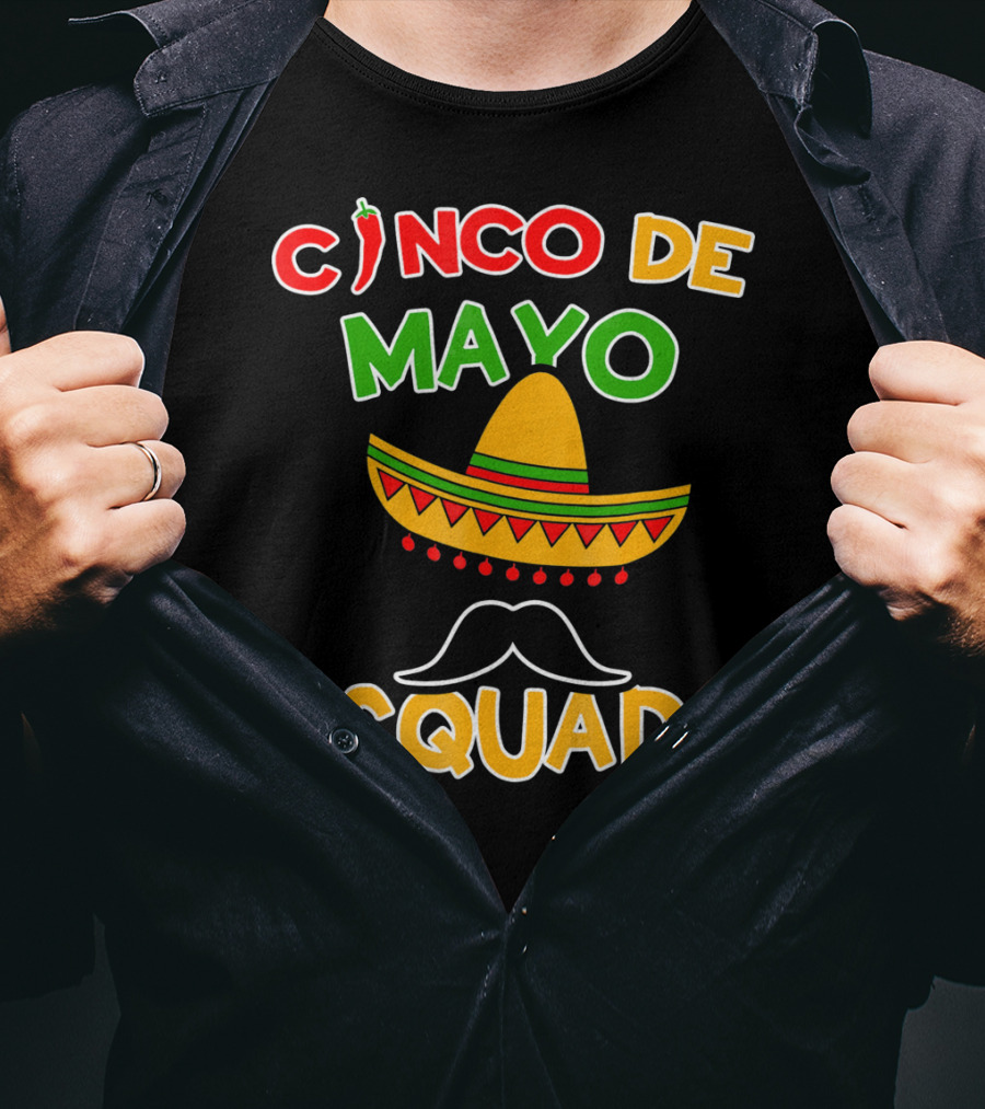 Cinco De Mayo Squad Sombrero Mustache Pepper Fiesta T-Shirt