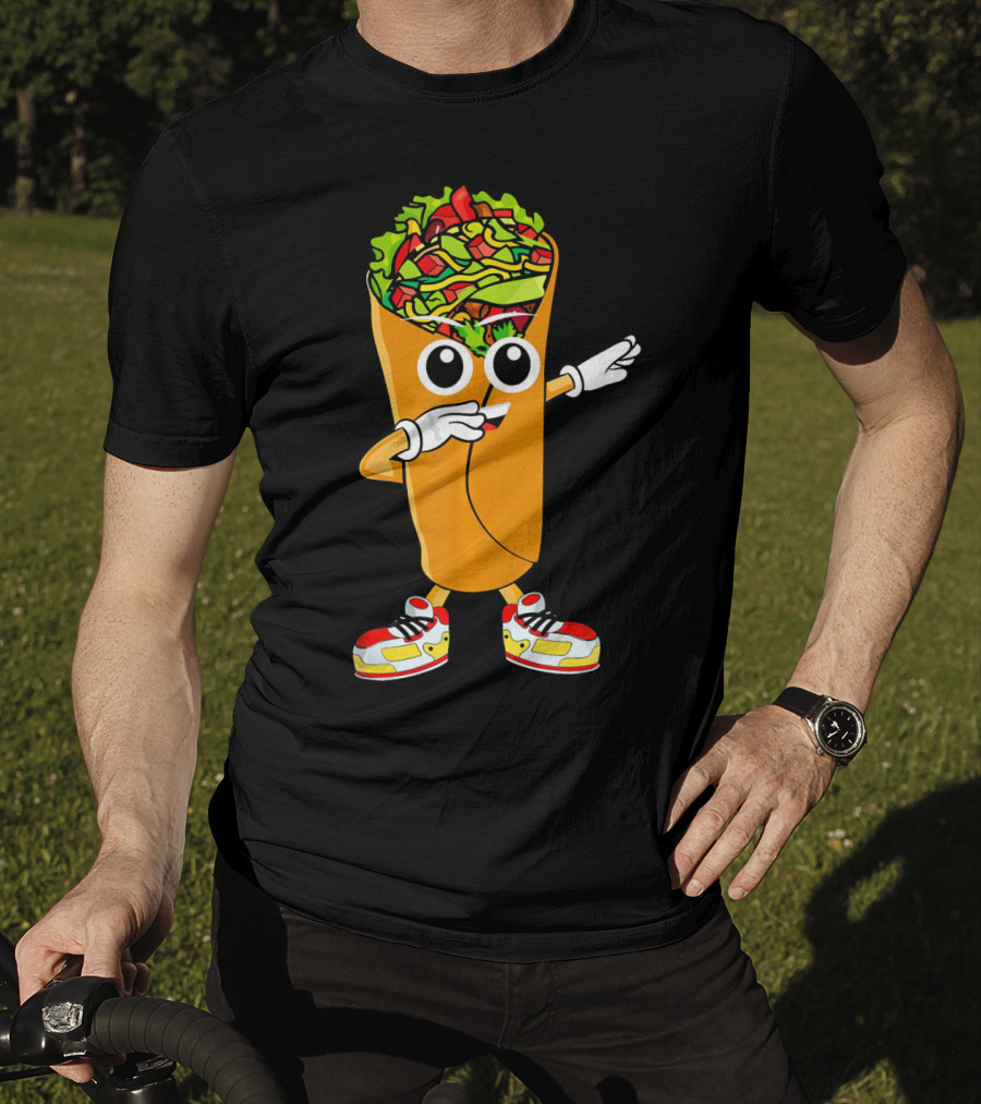 Dabbing Burrito Cartoon Dab Dance With Sneakers T-Shirt