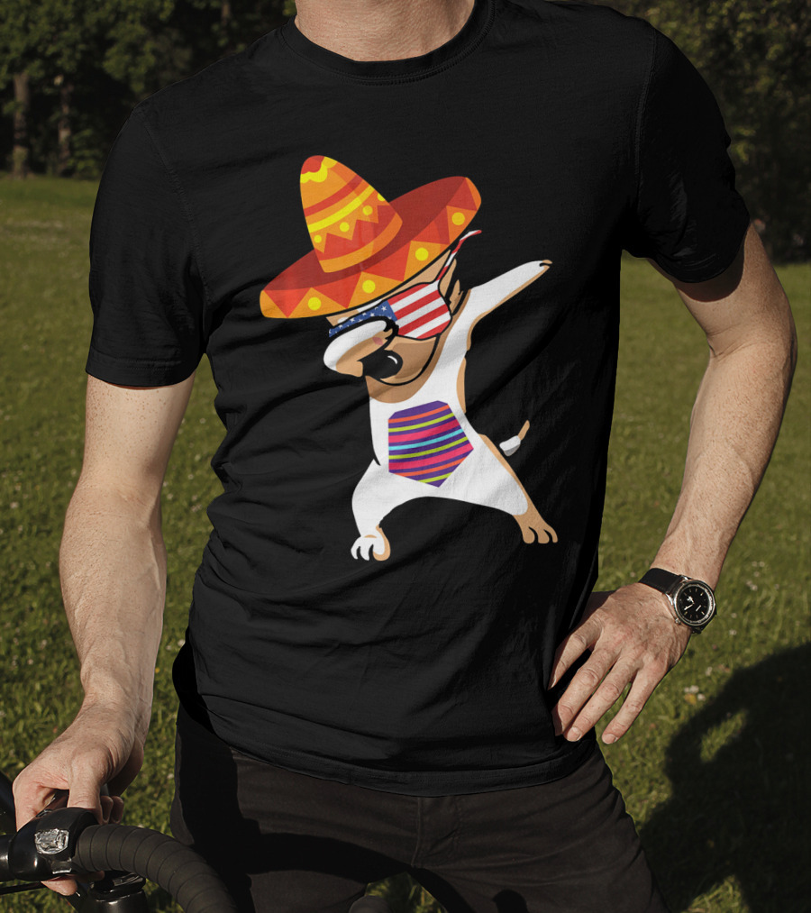 Sombrero Chihuahua Dabbing Mexican Chihuah American Flag Glasses T-Shirt