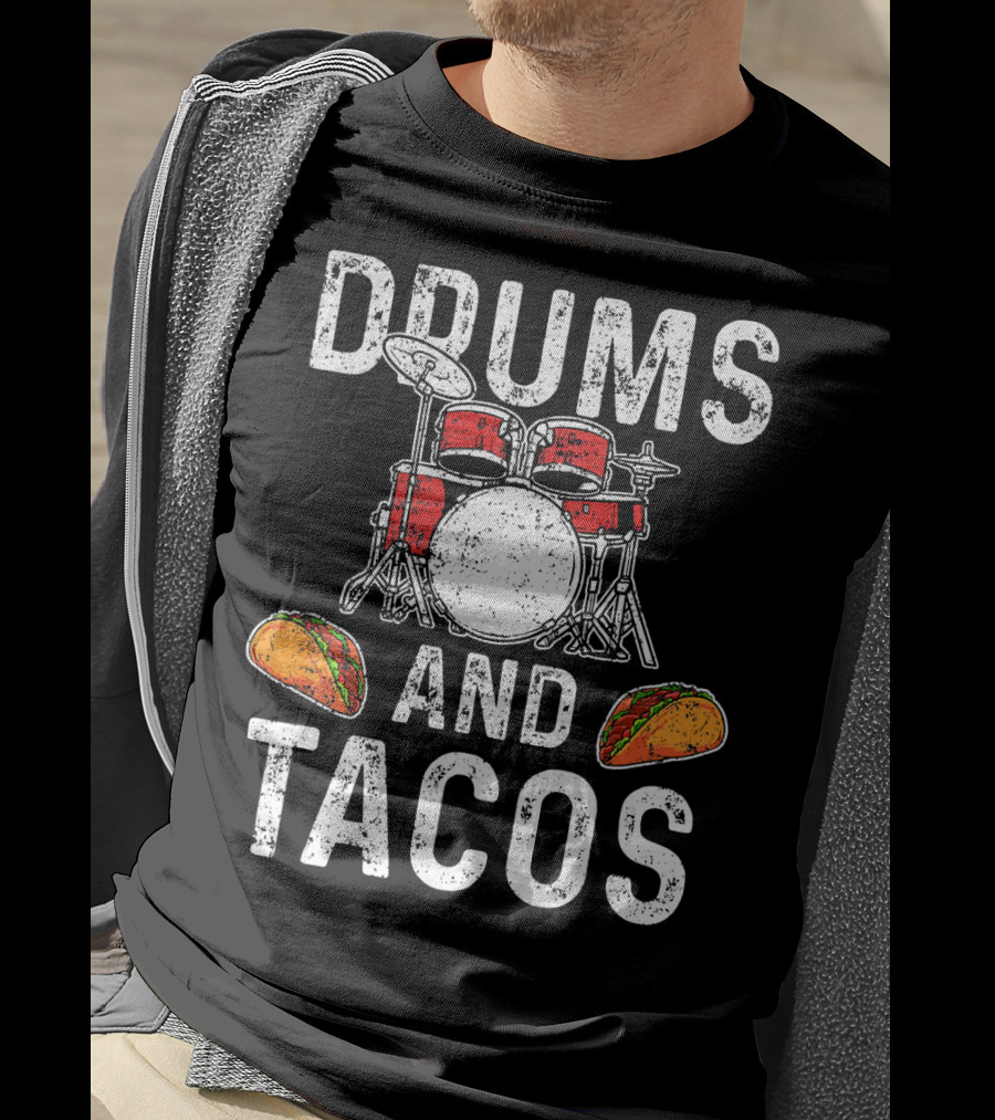 Drums Tacos Drummer Cinco De Mayo Celebration With Drum Set And Tacos T-Shirt