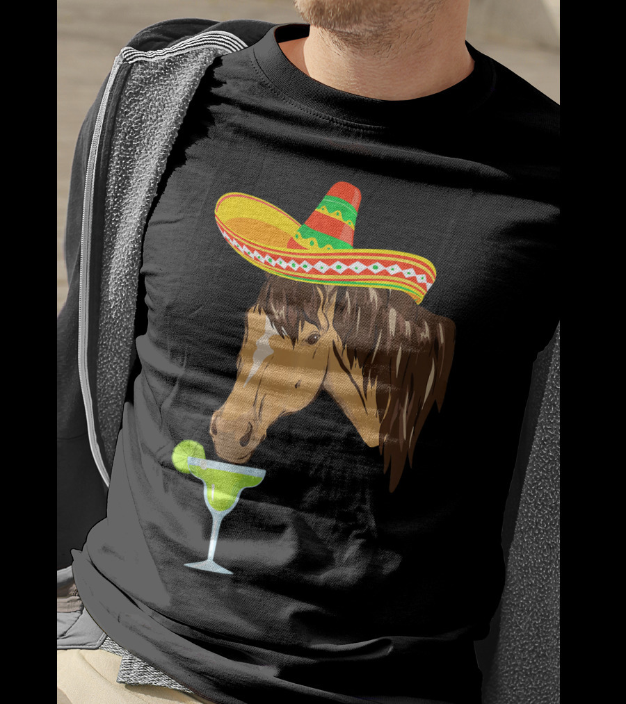 Cute Horse Sombrero Margarita Cinco De Mayo T-Shirt