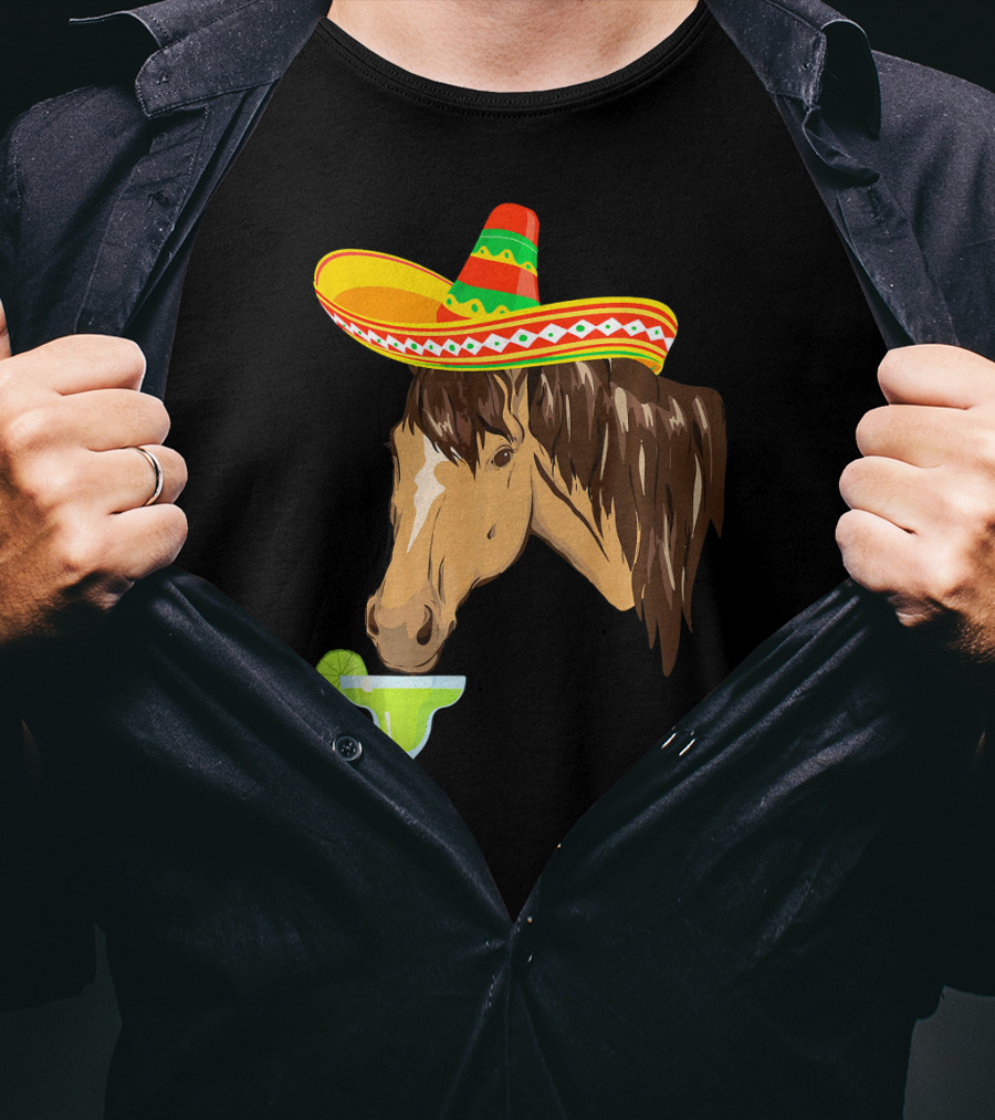 Cute Horse Sombrero Margarita Cinco De Mayo T-Shirt