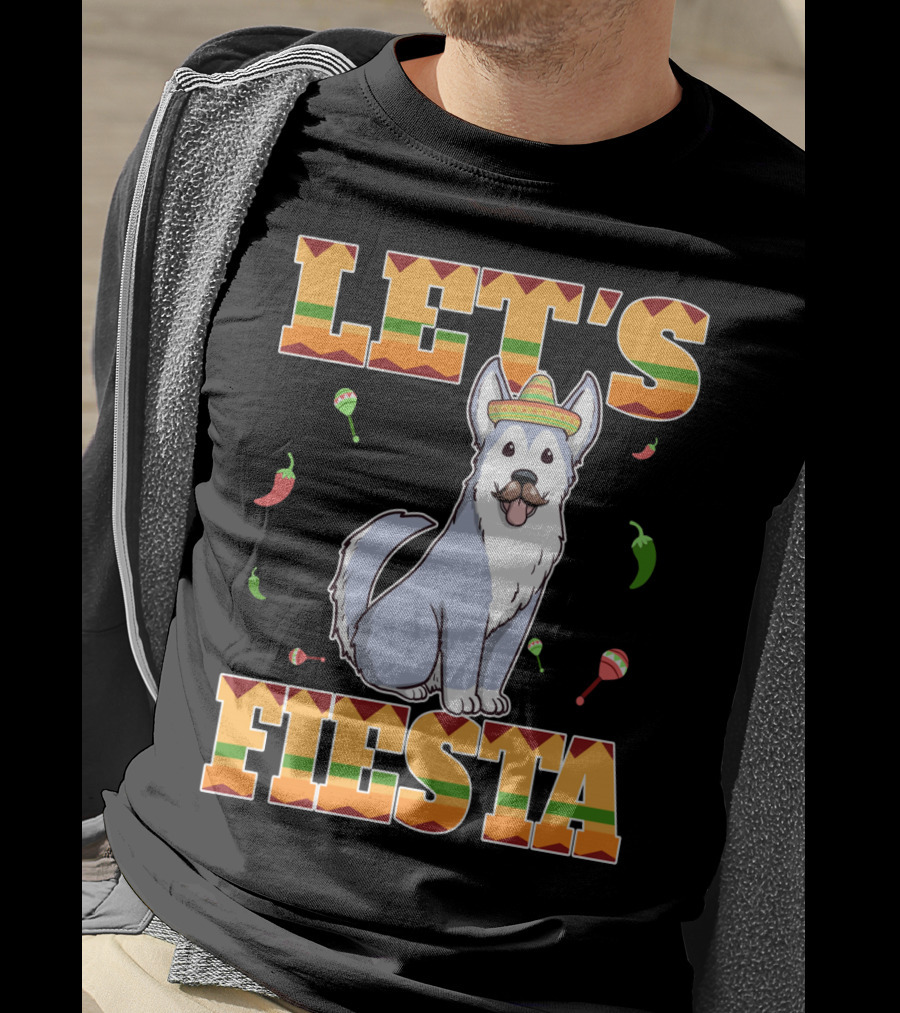 Let's Fiesta Husky Dog Sombrero Cinco De Mayo T-Shirt