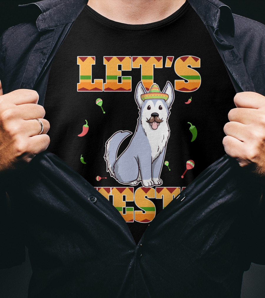 Let's Fiesta Husky Dog Sombrero Cinco De Mayo T-Shirt