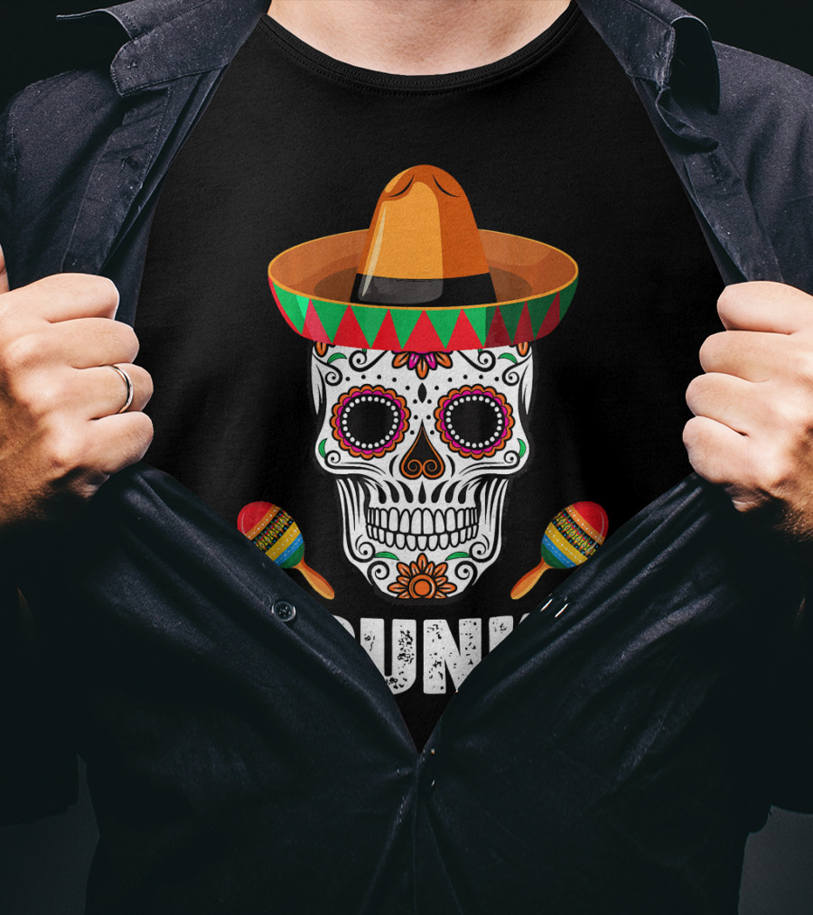 Cinco De Mayo Mexican Hat Drunk Sugar Skull Maracas Drinko De Mayo T-Shirt