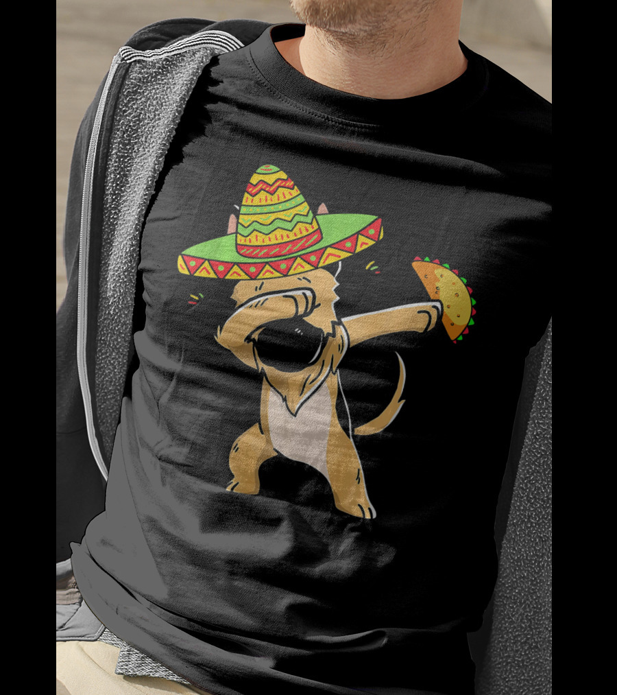 German Shepherd Dabbing With Taco And Sombrero Cinco De Mayo Fun T-Shirt