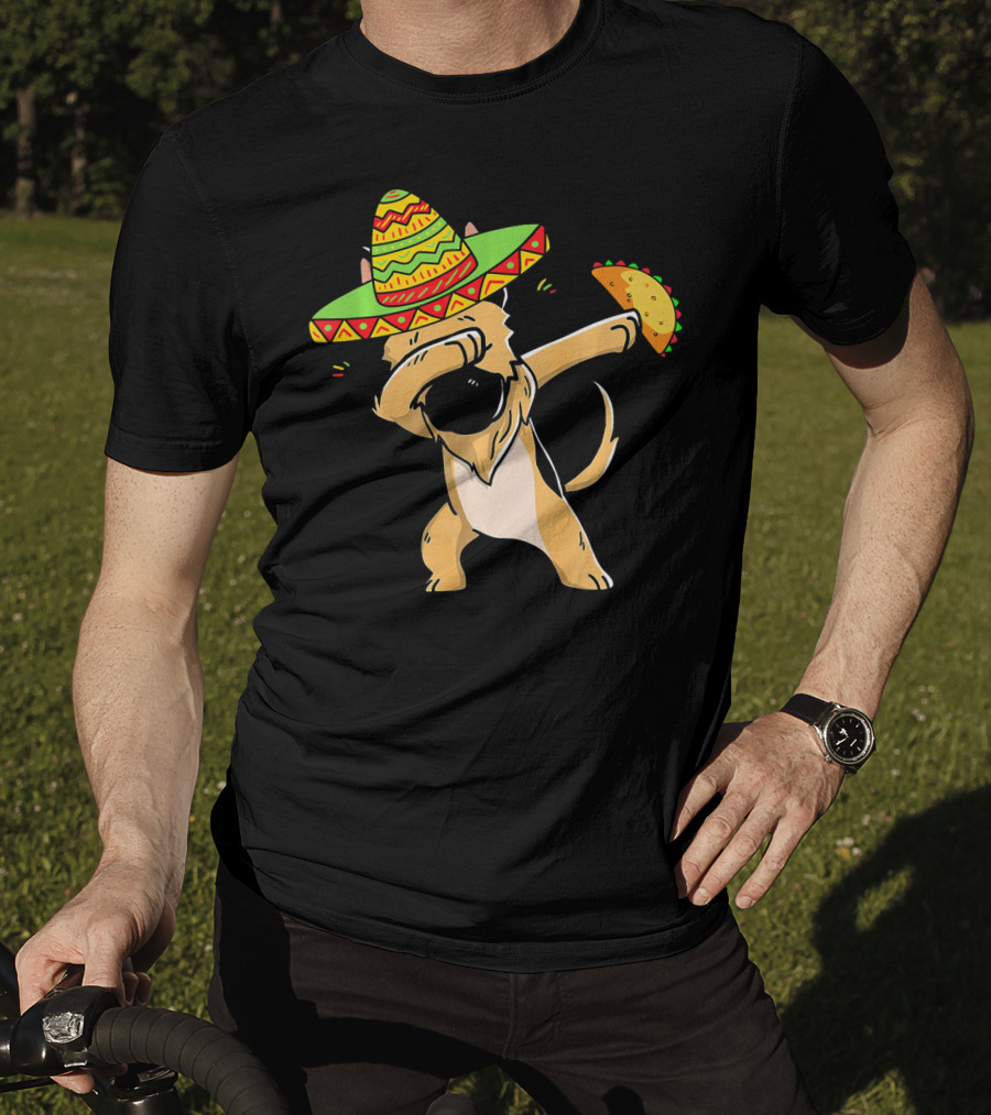 German Shepherd Dabbing With Taco And Sombrero Cinco De Mayo Fun T-Shirt