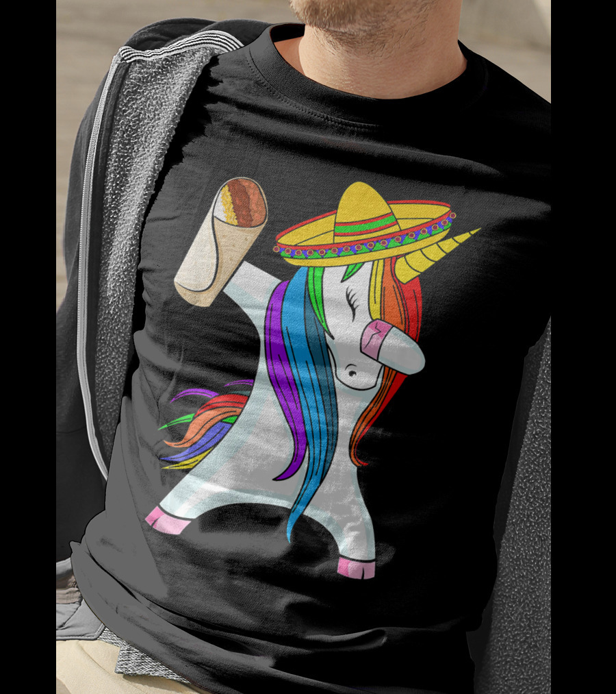 Cinco De Mayo Dabbing Unicorn Sombrero Burrito T-Shirt