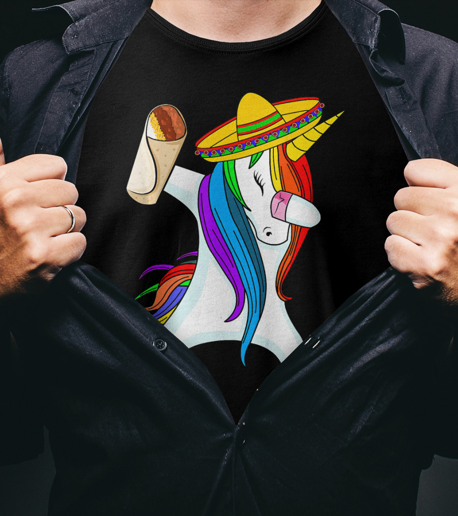 Cinco De Mayo Dabbing Unicorn Sombrero Burrito T-Shirt