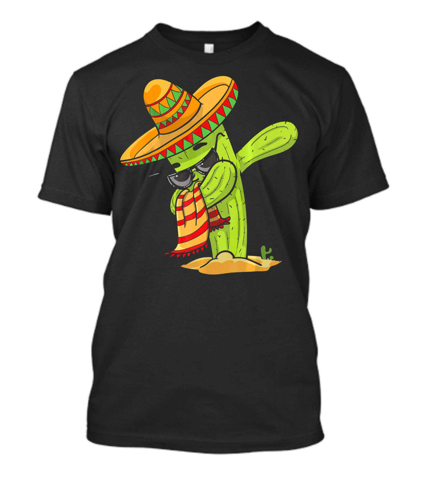 Dabbing Cactus Wearing Sombrero And Sunglasses T-Shirt