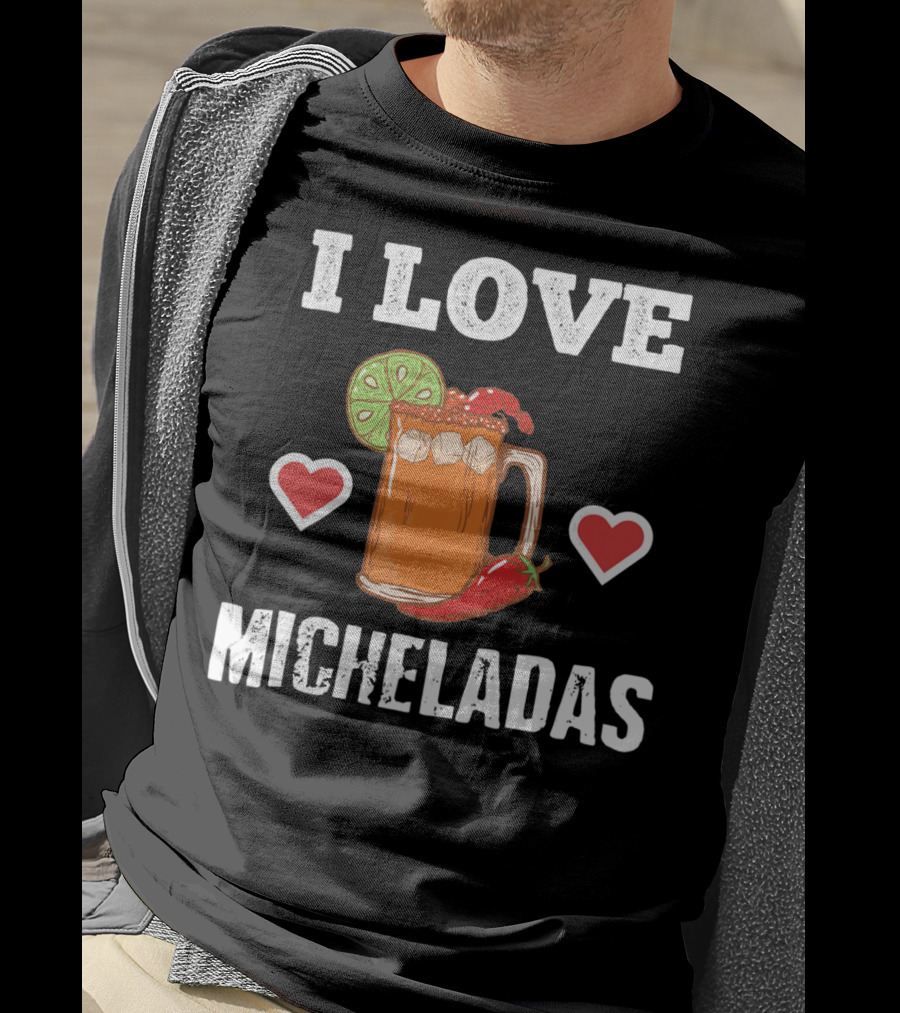 Cinco De Mayo I Love Micheladas Hearts Lime Pepper T-Shirt