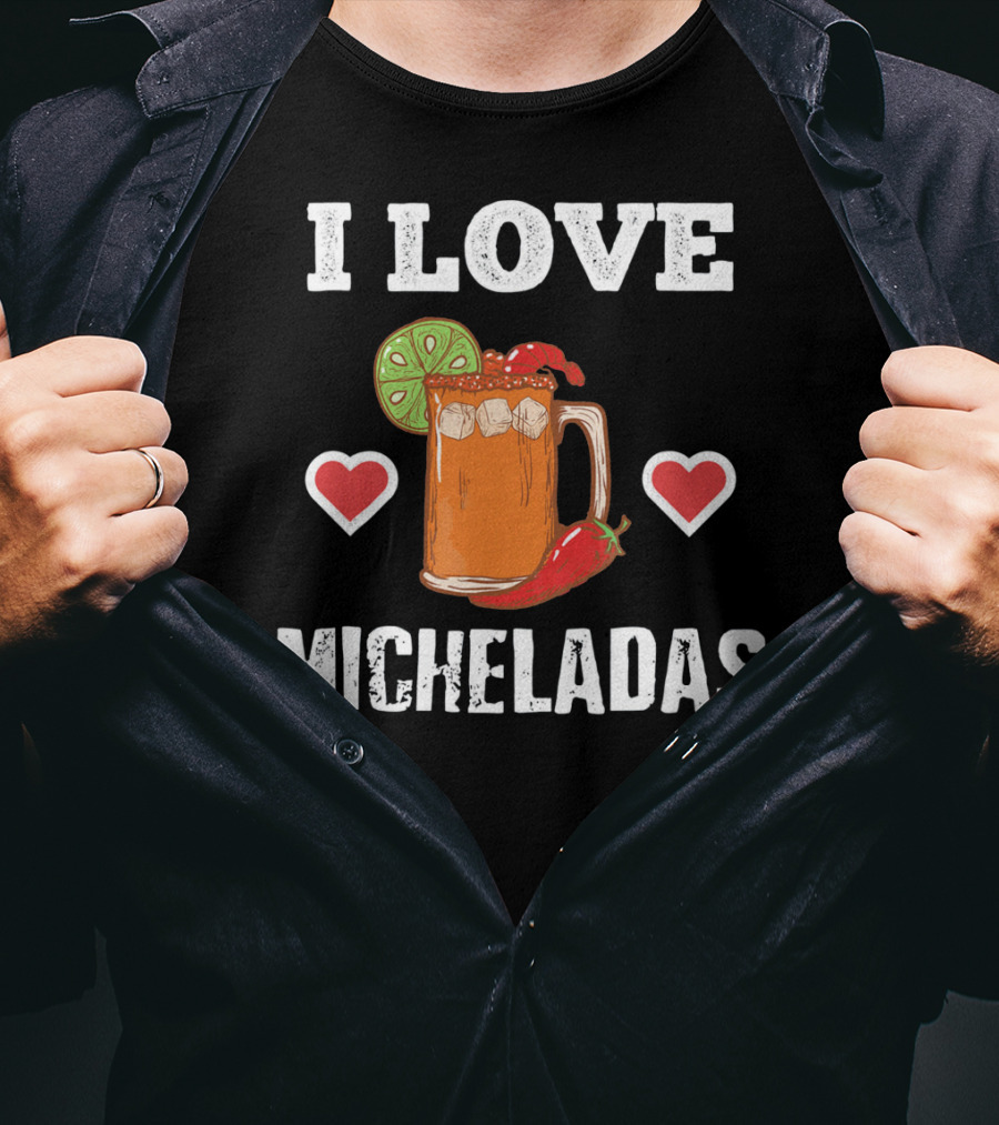 Cinco De Mayo I Love Micheladas Hearts Lime Pepper T-Shirt