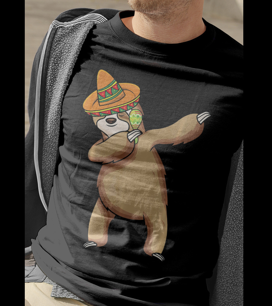 Dabbing Sloth Sombrero Cinco De Mayo Dance T-Shirt