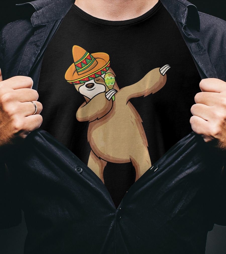 Dabbing Sloth Sombrero Cinco De Mayo Dance T-Shirt
