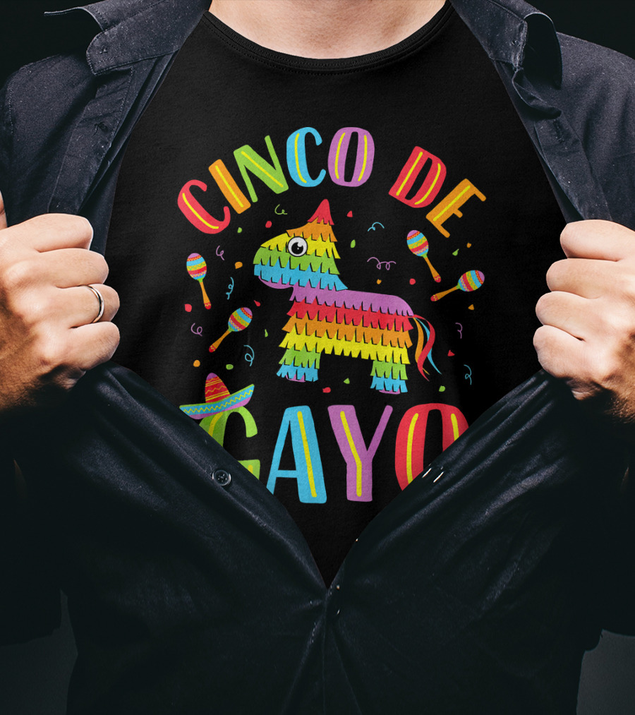 Cinco De Gayo Rainbow Pinata Maracas Fiesta T-Shirt