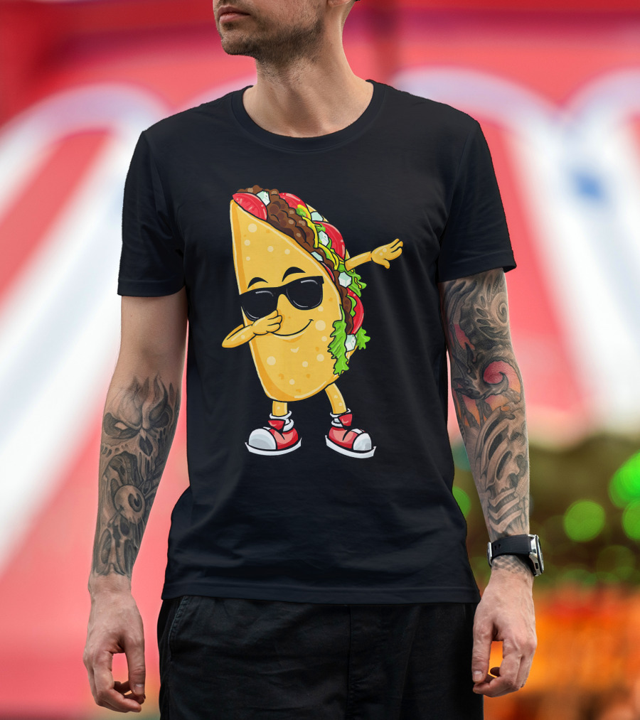 Dabbing Taco Cinco de Mayo Celebration Fun with Sunglasses T-Shirt