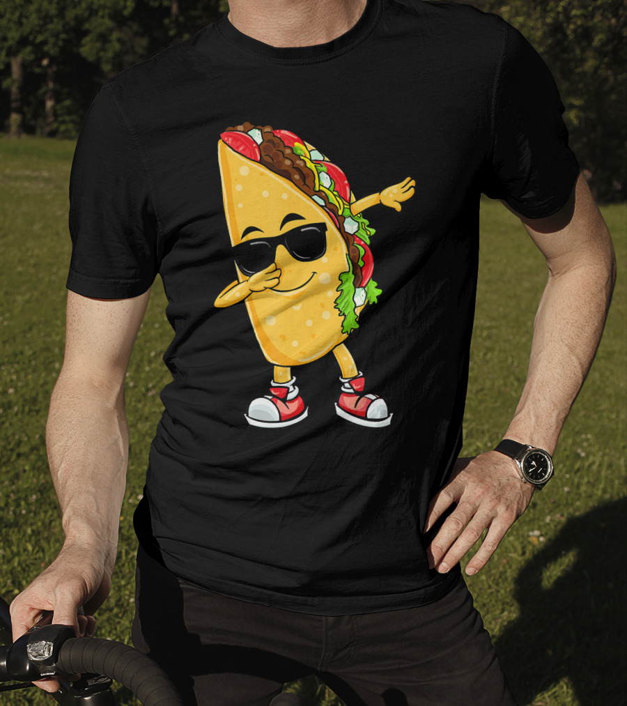 Dabbing Taco Cinco De Mayo Celebration Fun With Sunglasses T-Shirt