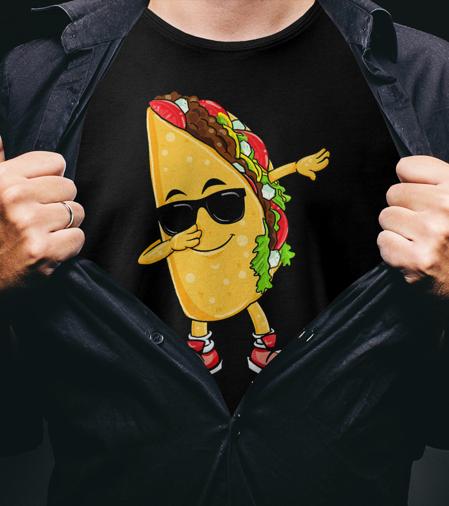 Dabbing Taco Cinco De Mayo Celebration Fun With Sunglasses T-Shirt