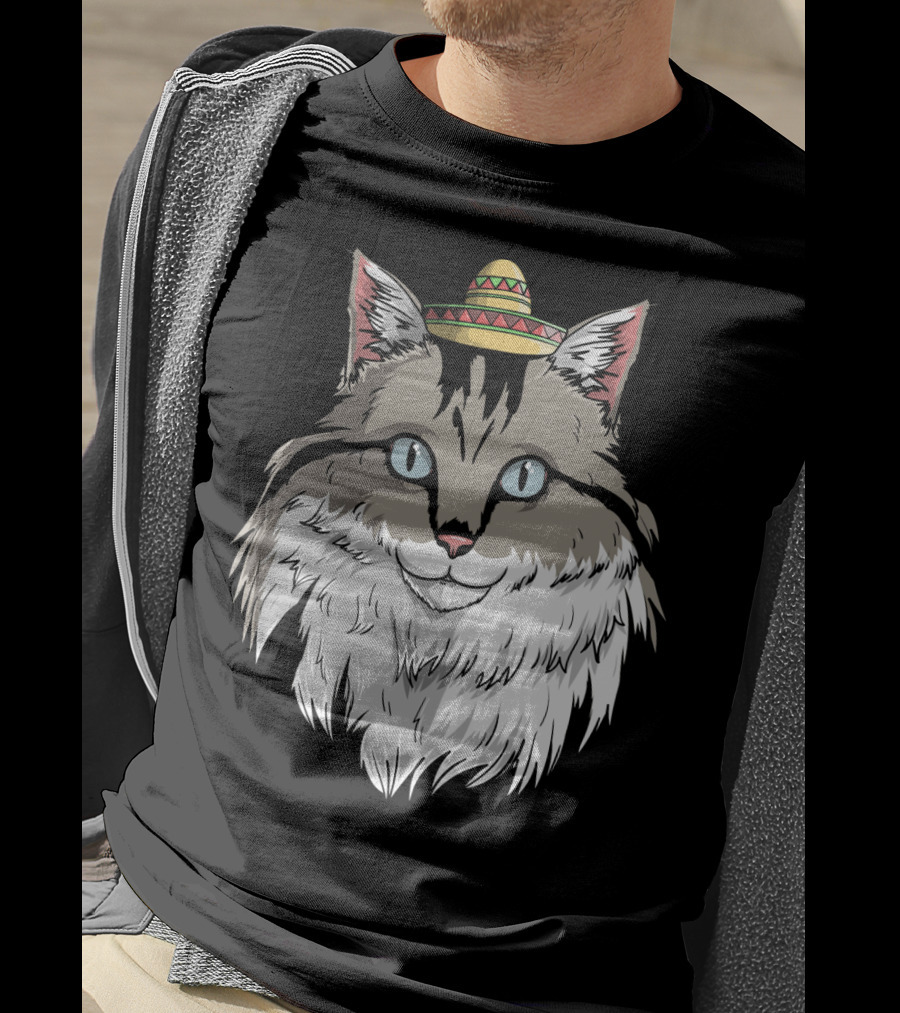 Maine Coon Cat Sombrero Fiesta Cinco De Mayo T-Shirt