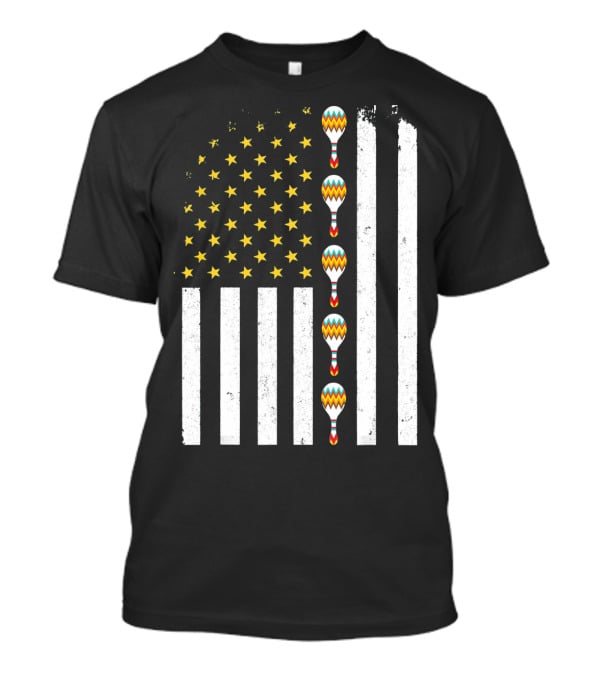 Cinco De Mayo Vintage American Flag With Maracas T-Shirt