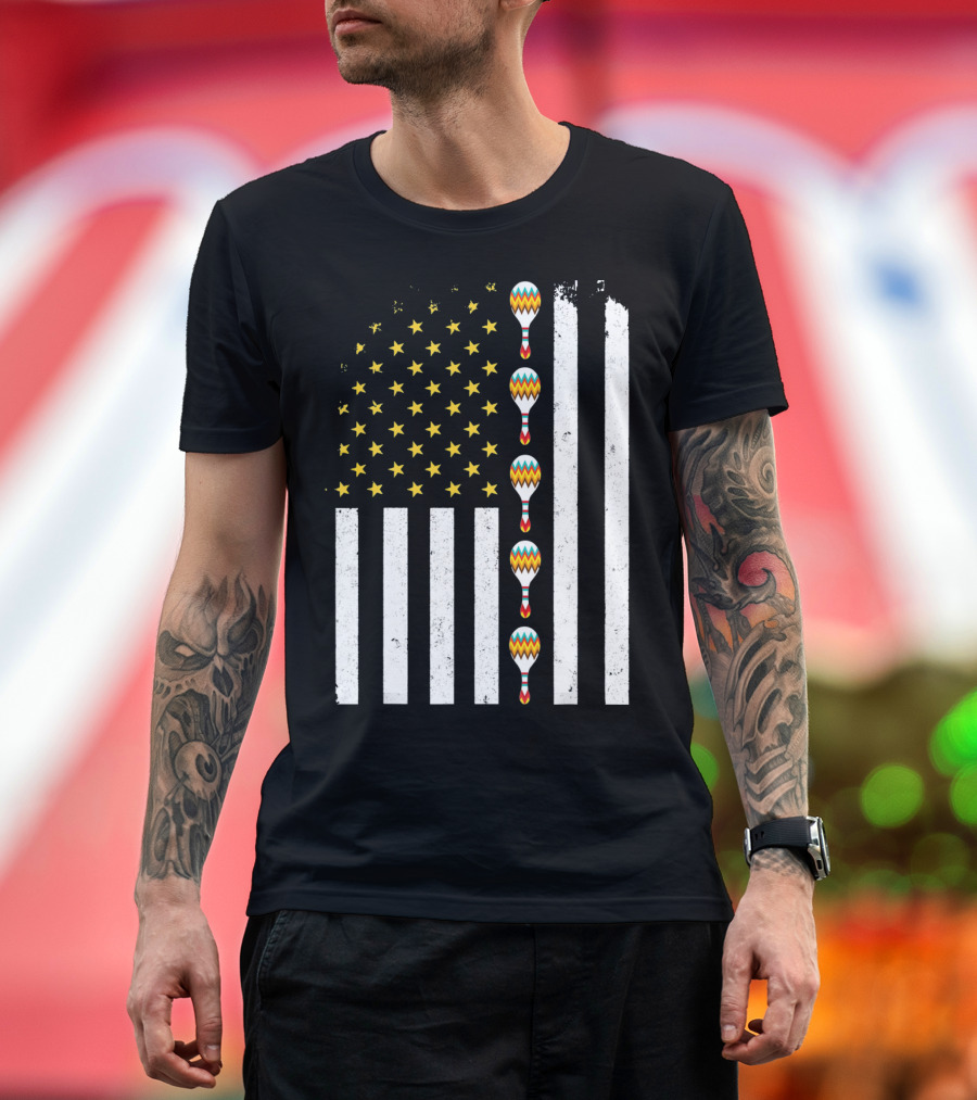 Cinco De Mayo Vintage American Flag with Maracas T-Shirt