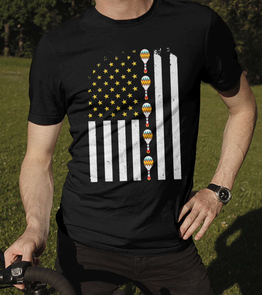 Cinco De Mayo Vintage American Flag With Maracas T-Shirt
