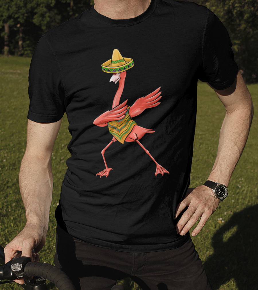 Cinco De Mayo Flamingo Dabbing Dab Sombrero T-Shirt